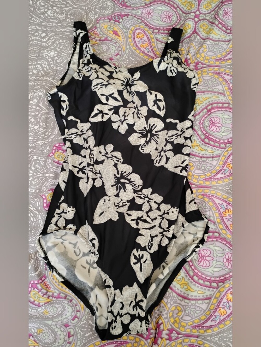 Black & White Floral One-Piece Swimsuit